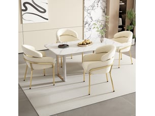 Lot de 4 chaises de salle à manger en velours beige et métal, style léger luxe, fauteuil de salon et chambre