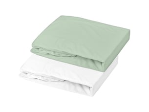 Drap housse bébé 60 x 120 cm lot de 2 jersey coton extensible blanc vert de gris