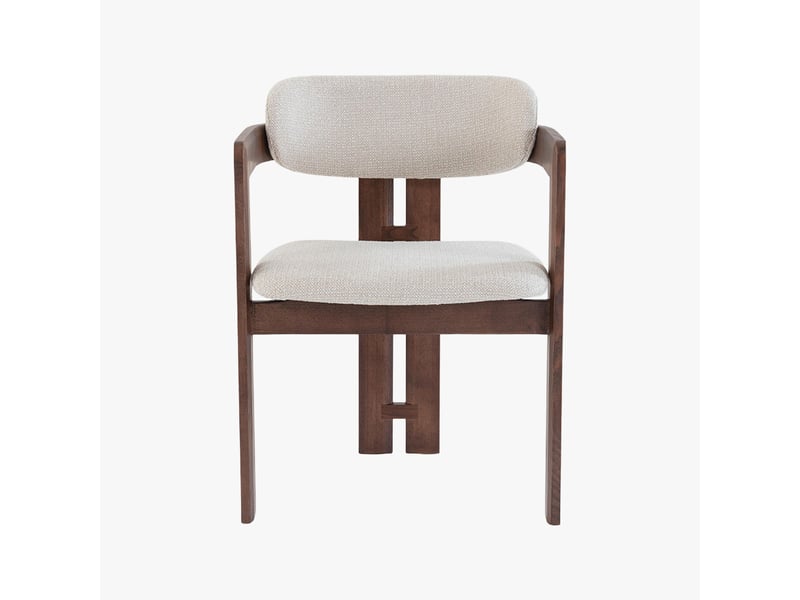  Lot de 2 chaises de repas en tissu beige pieds en chêne massif foncé  - Conforama C
