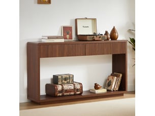 Console d’entrée 150x35x85 cm avec 2 tiroirs et niche ouverte, noyer