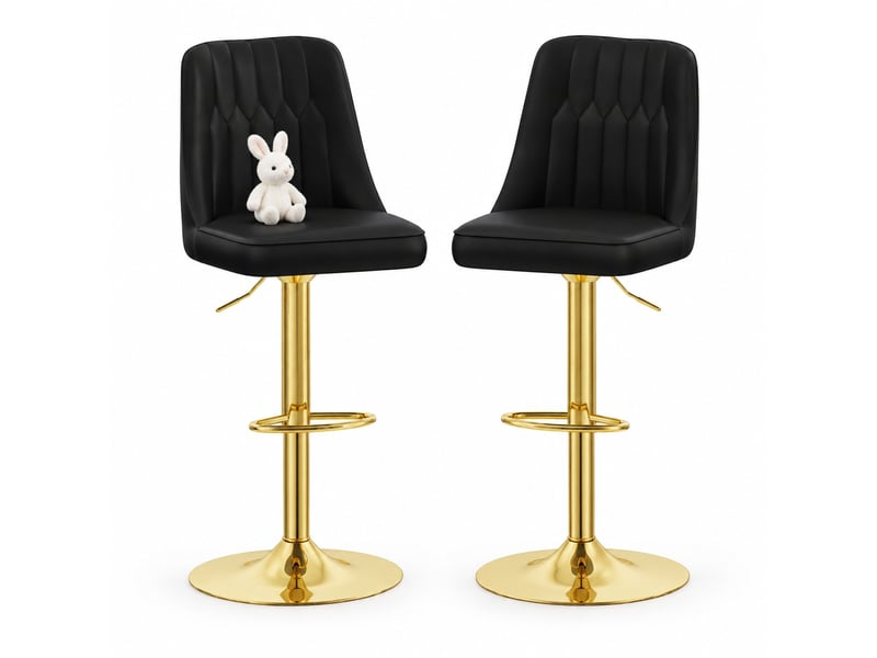 Lot de 2 tabourets de bar réglables,42x40 cm,similicuir et métal doré,noir - Conforama A