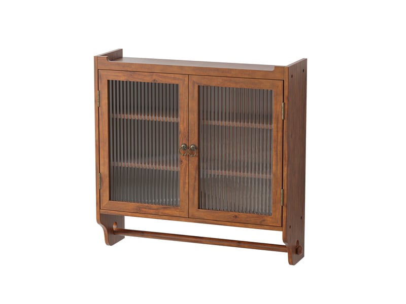 Armoire murale modèle vintage glass, marron, 2 portes vitrées, 3 niveaux - Conforama A