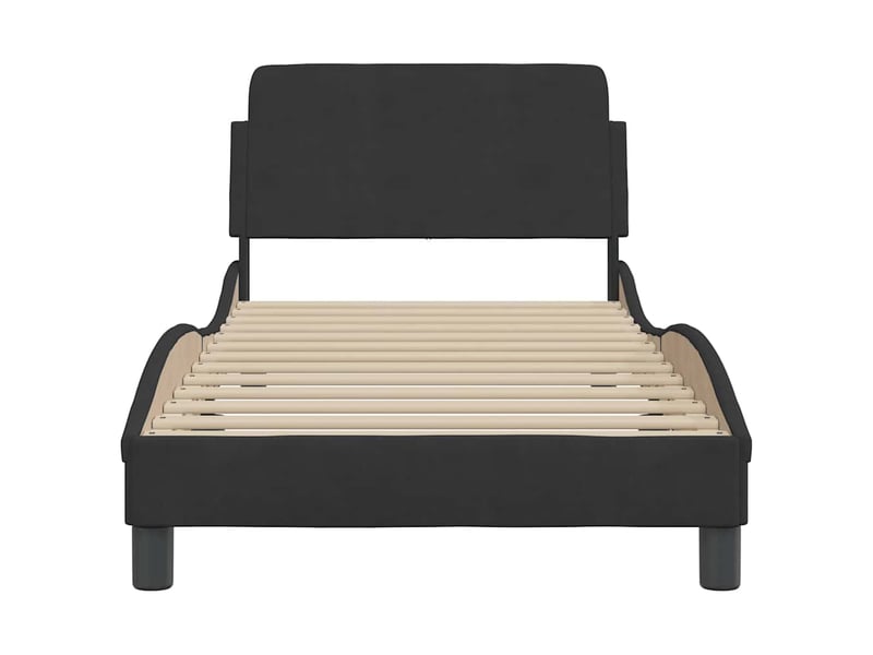 Lit simple- lit adulte - cadre de lit avec tête de lit dover noir 80x200 cm velours - Conforama C