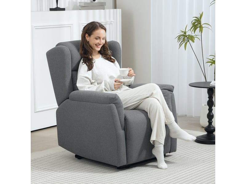  Fauteuil relax inclinable gris foncé, fauteuil de télévision avec repose-pieds, dossier manuel à 160° pour salon ou chambre  - Conforama B
