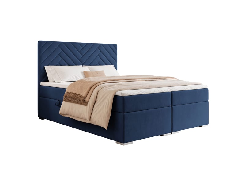  Lit coffre nerea - 180x200 cm - avec matelas et surmatelas - velours dense - bleu marine NEREA - Conforama A