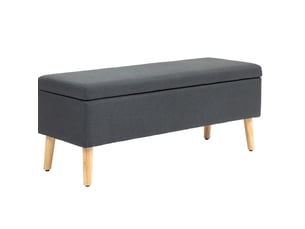 Banc de rangement rembourré 110x39x45 cm gris foncé polyester, coffre sous assise rabattable