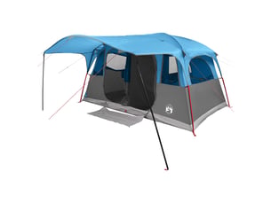 Tente tunnel, tente de camping 12 personne bleu polyester et acier