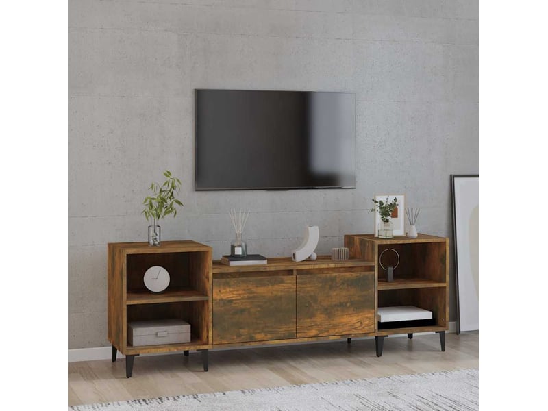 Meuble tv - banc tv - meuble de rangement chêne fumé 160x35x55 cm bois d'ingénierie  - Conforama B