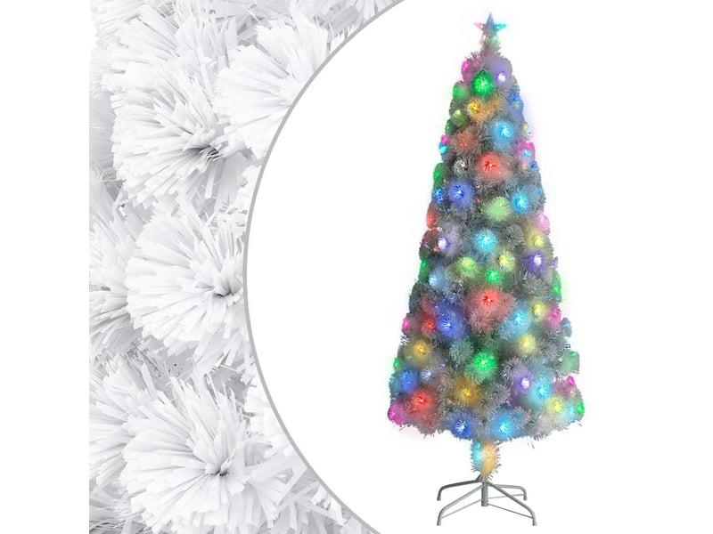  Sapin de noël, arbre de noël artificiel pré-éclairé blanc 210 cm fibre optique  - Conforama B