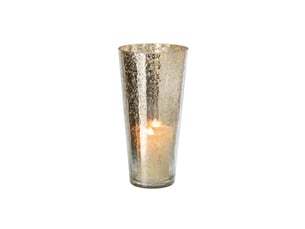 Photophore design en verre ember 30cm argent