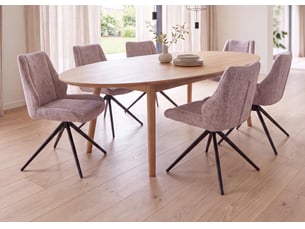 Lot de 6 chaises de salle à manger hwc-o48, chaises de cuisine, pivotantes avec retour automatique, tissuchenille (410 gm²) - rose