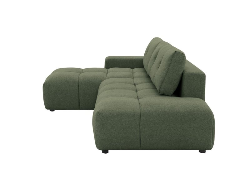  Canapé d'angle convertible avec coffre en tissu texturé vert olive angeline - angle gauche 12390-M3-VEROL - Conforama E
