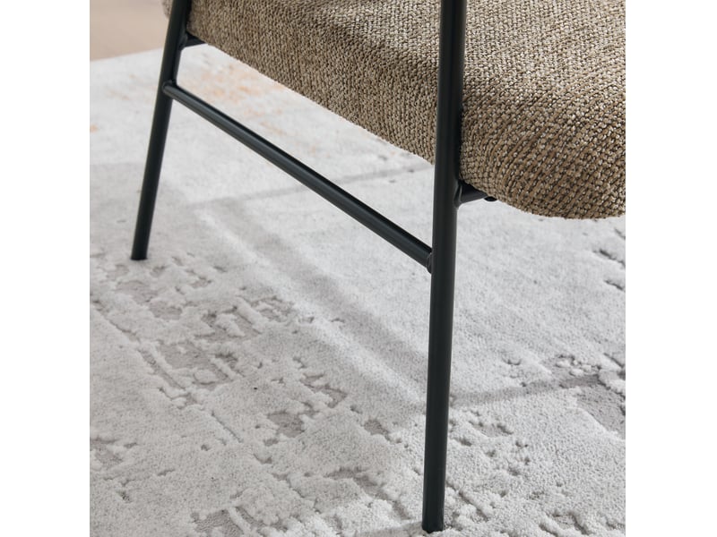  Fauteuil avec tablette latérale, poches de rangement et dossier incurvé en chenille kaki, 86 × 72 × 71 cm  - Conforama E