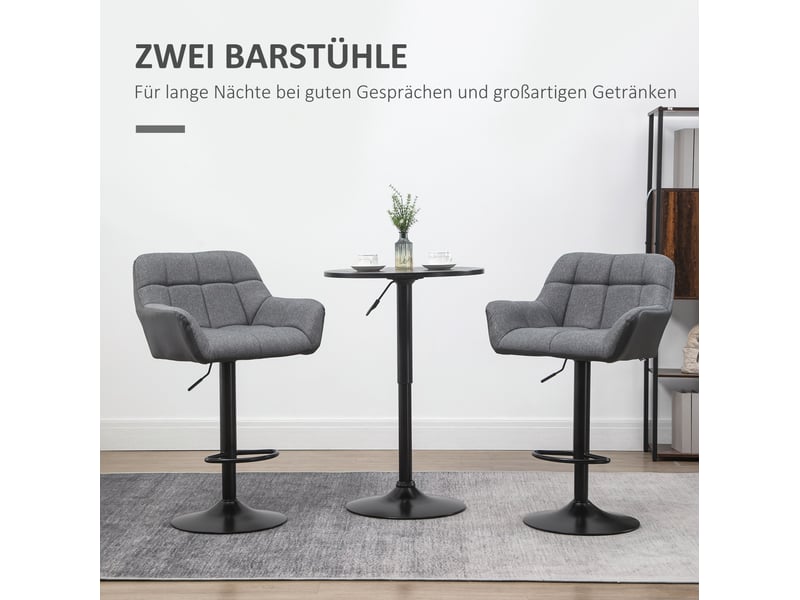  Tabouret de bar pivotant réglable en hauteur avec repose-pieds, lot de 2, en cuir synthétique gris  - Conforama C