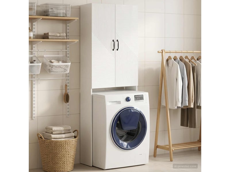 Armoire de toilette, meuble de toilette haarlem blanc brillant 66x25.5x190 cm - Conforama C