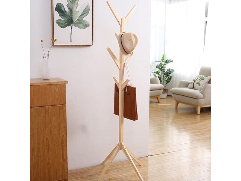 Porte-manteau sur pied - avec patères en forme de branches et base stable - support multifonction - en bambou naturel - 45 x 175 cm - Conforama D