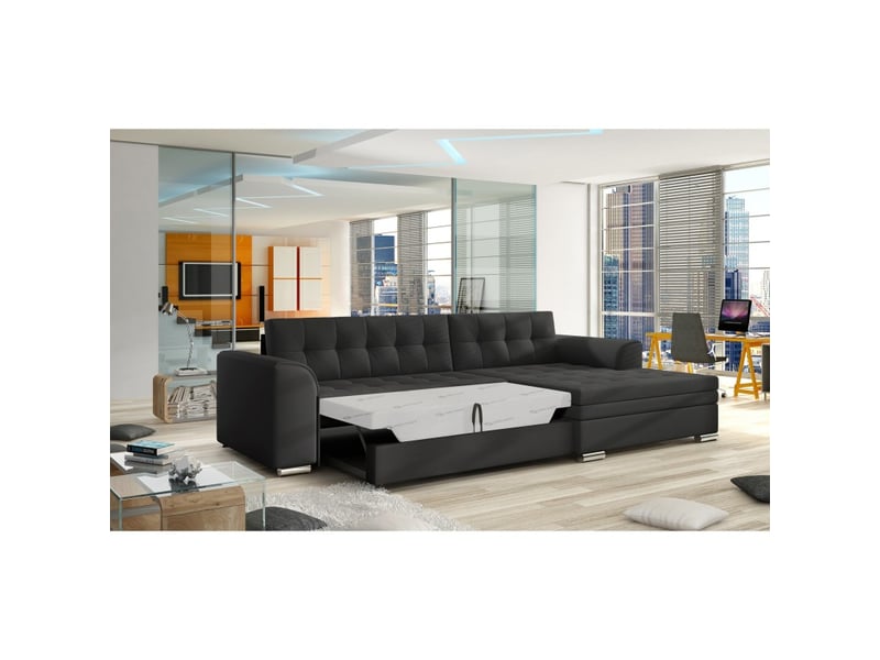 Canapé d'angle convertible conforto 4 places noir – angle droit - Conforama C