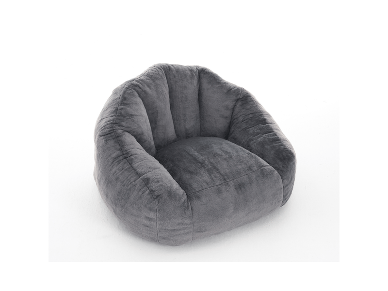 Pouf 1 pièce à dossier, mousse haute densité, polyester gris - Conforama A