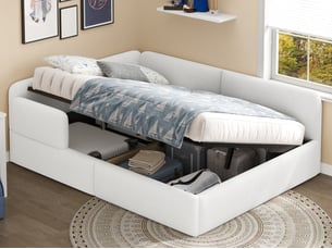 Lit coffre 140x200 cm LEYTN coloris blanc