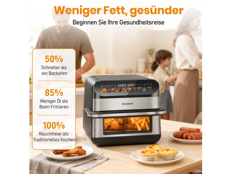  Friteuse à air 10 l double chambre avec contrôle indépendant noir  - Conforama C