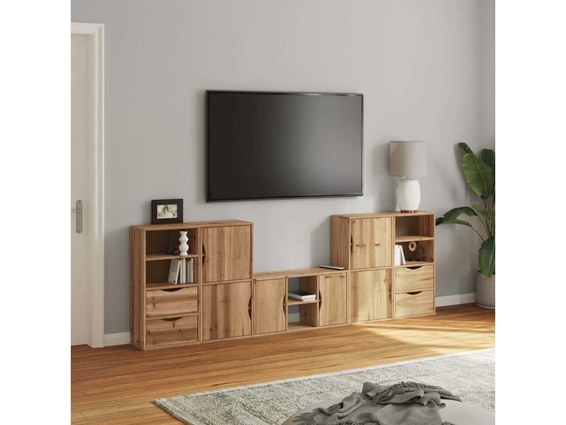  Meubles tv - banc tv - meuble de rangement 5 pcs avec rangement odda bois de pin massif  - Conforama C