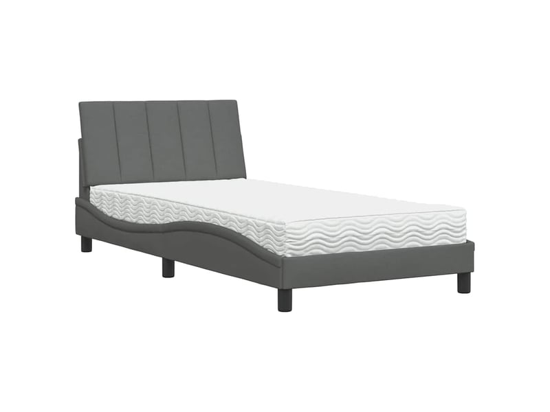 Lit avec matelas hanko gris foncé 100x200 cm tissu - Conforama A