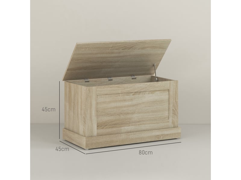  Coffre de rangement, coffre à s, avec charnière de sécurité, pour salon, en bois, 80 x 40 x 45 cm, bois naturel  - Conforama C