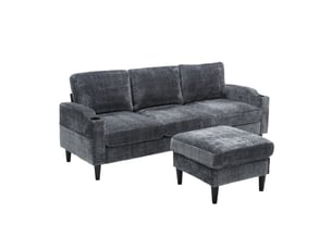 Canapé droit fixe <strong>MODENVIE</strong> <strong></strong> 4 places Tissu gris avec coffre de rangement