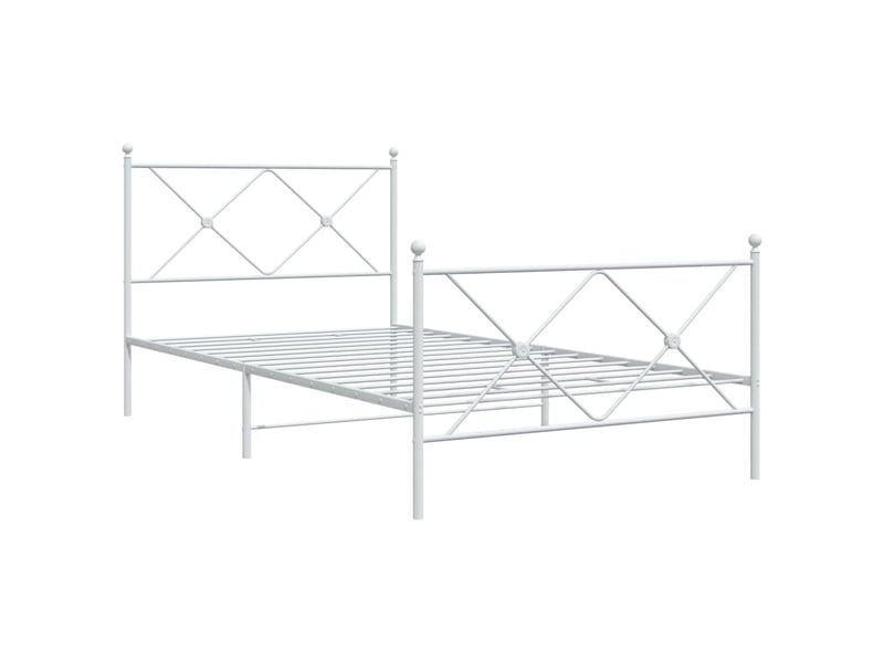  Lit simple- lit adulte -  cadre de lit métal sans matelas et pied de lit blanc 100x200 cm  - Conforama B