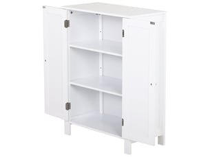 Meuble de salle de bain gain de place, meuble de salle de bain multifonctionnel avec 2 étagères, 2 portes, poignées en mdf, 60 x 30 x 80 cm, blanc