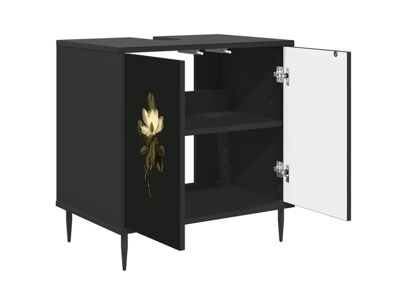  Armoire de salle de bain, meuble de rangement bremen chêne noir 60x40x61 cm  - Conforama D