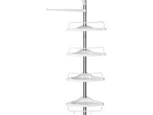 Colonne de rangement de salle de bain télescopique avec 4 étagères - blancargent