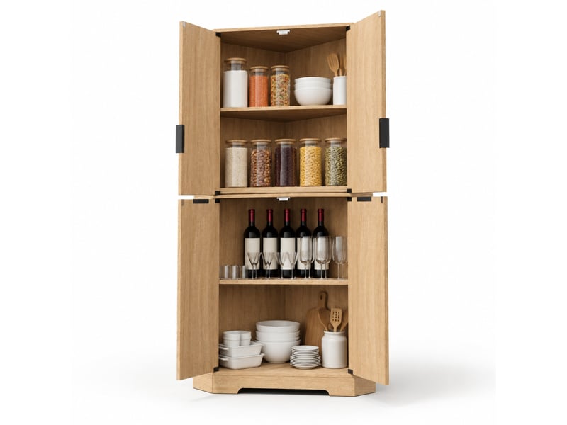  Armoire d’angle,60x60x172 cm,4 portes et étagères réglables,mdf,naturel  - Conforama A