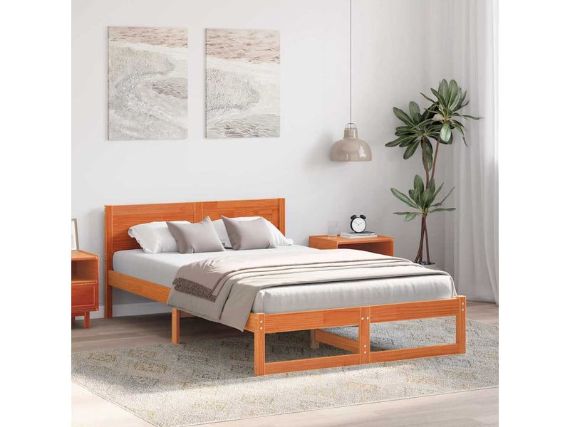  Lit double- lit adulte -  cadre de lit avec tête de lit brun  120 x 190 cm pin massif  - Conforama B