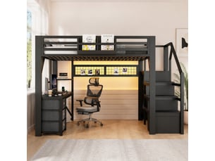 Lit mezzanine 140x200 cm <strong>HAUSS SPOLE</strong> <strong></strong> coloris noir