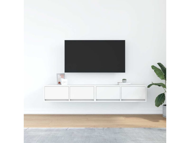  Meubles tv - banc tv - meuble de rangement 2 pcs blanc 80x31x25,5 cm bois d'ingénierie  - Conforama C