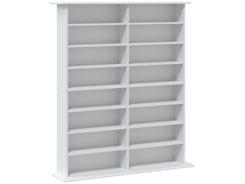 Meuble multimédia blanc 8 niveaux, 12 étagères réglables, 16 compartiments, 720 cd - Conforama A