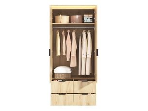 Armoire tcqpz 2 portes avec miroir led 90 x 47 x 200 cm 4 tiroirs penderie mdf décor chêne