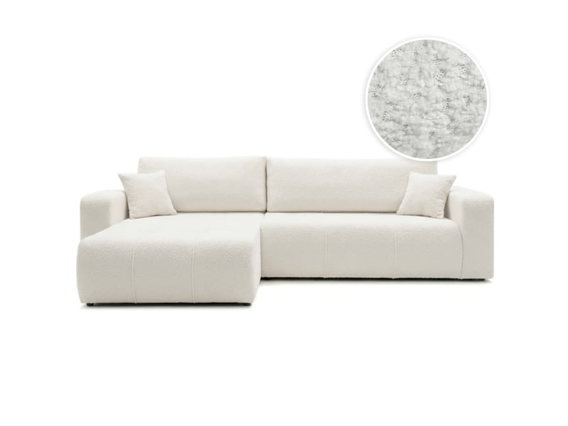 Canapé d'angle bardot max réversible convertible 5 places en tissu bouclette - blanc BARDOT - Conforama A