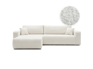 Canapé d'angle réversible convertible LOUNGITUDE BARDOT 5 places Tissu bouclette Blanc