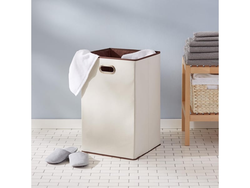  Panier à linge pliable rectangulaire blanc et marron pour chambre, salle de bain et chambre d'enfant - réf. Szpb674009jjzj  - Conforama B