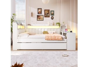 Lit gigogne 140x200 cm <strong>OKWISH</strong>  <strong></strong> coloris blanc