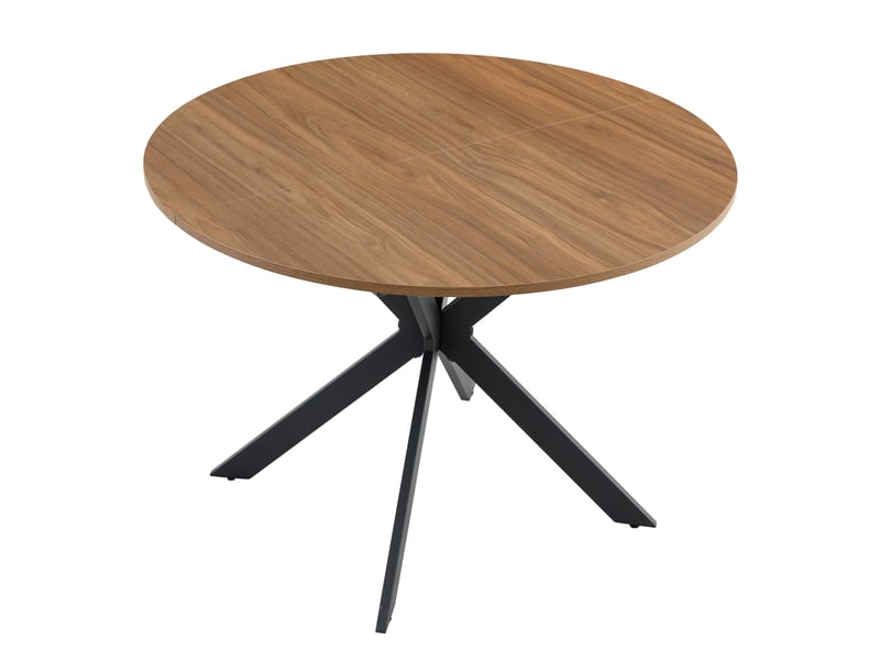 Table à manger extensible ronde à ovale en mdf et métal noir noyer chicfurn - Conforama D