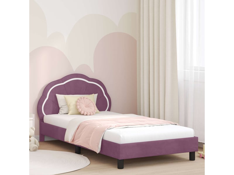  Cadre de lit pour enfants - lit jeune avec tête de lit pourpre 90 x 190 cm  - Conforama B