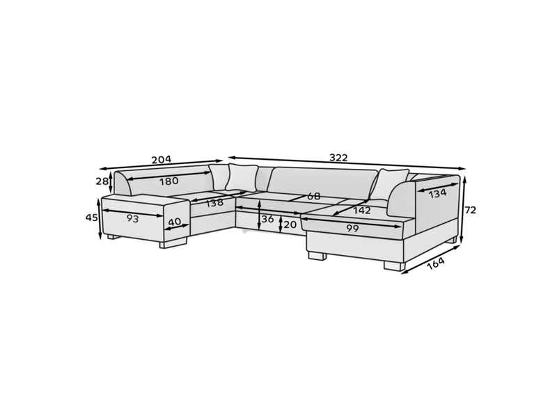 Canapé panoramique en u chocolat convertible 6 places havane ressorts ondulés - Conforama C