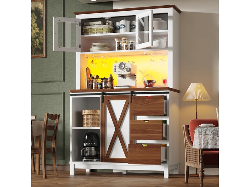  Meuble de cuisine avec tiroirs muvano, éclairage led, blanc, 104 × 40 × 180 cm  - Conforama B