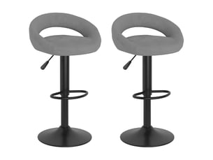 Lot de 2 tabouret de bar, chaise de bar gris clair velours shl50079