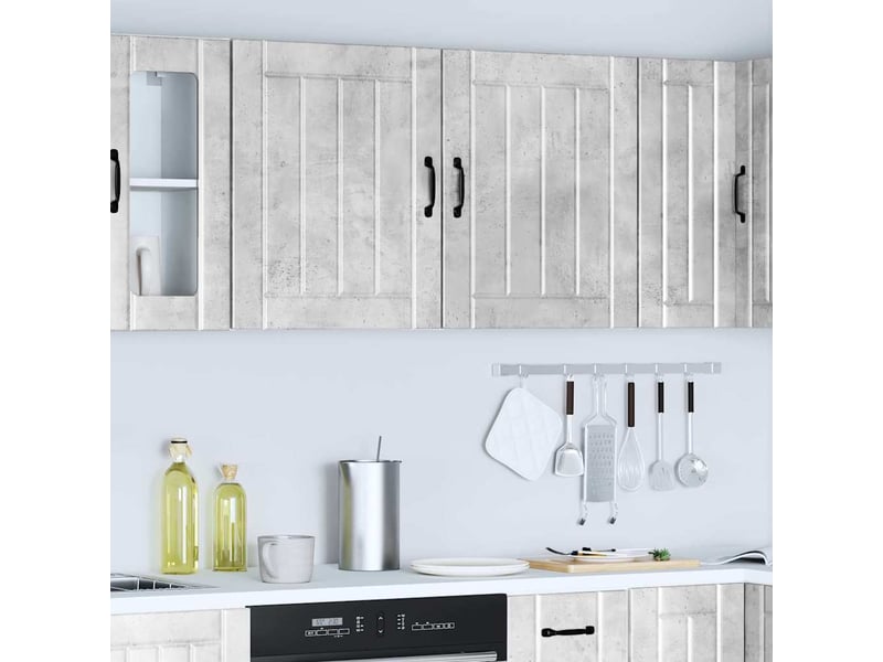  Meuble de rangement, armoires murales de cuisine lucca en bois d'ingénierie gris béton  - Conforama D