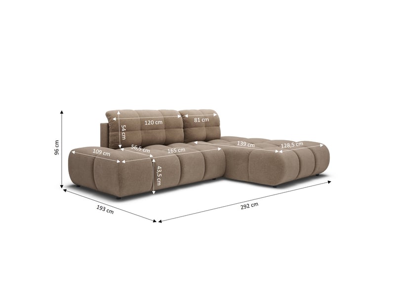  Canapé d'angle droit convertible almera 4 places tissu taupe  - Conforama D