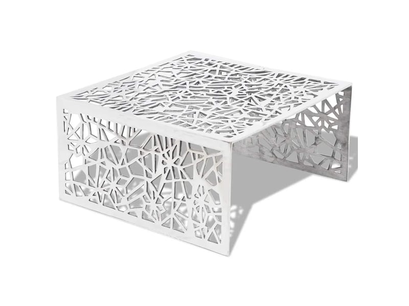  Table basse - table de salon - table à thé argentée design géométrique aluminium  - Conforama A